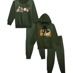 mack jonney VIMAL JONNEY Kids Pack Of 2 Typography Printed Cotton Fleece Tracksuits-picture-33