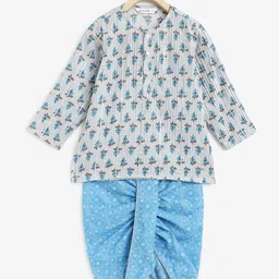 Campana Boys Ethnic Motifs Printed Gotta Patti Pure Cotton Regular Kurta with Dhoti Pants-picture-58