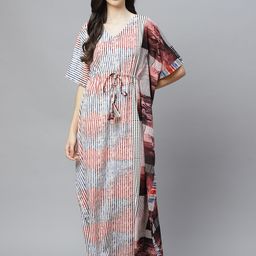 Cottinfab White Printed Maxi Nightdress-picture-30