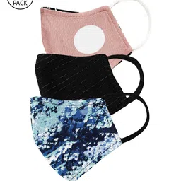 Oxolloxo Women Pack Of 3 Printed 3-Ply Reusable Cotton Cloth Masks-image-57