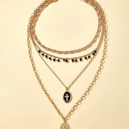 DESTINY JEWELS Brass Gold-Plated Beaded Layered Chain-image-39