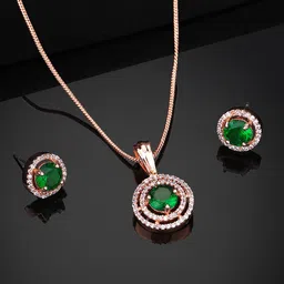 Estele Rose Gold Plated Cubic Zirconia Studded Jewellery Set-picture-20