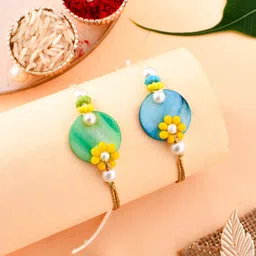Aapno Rajasthan Set Of 2 Resin Crafted Celestial Rakhi With Roli Rice & Greeting Card-picture-36