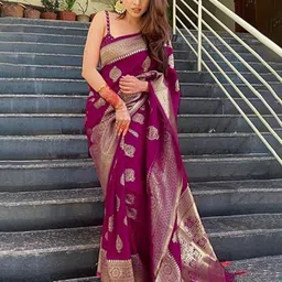 Miss Beelee Ethnic Motifs Woven Design Zari Banarasi Saree-picture-39