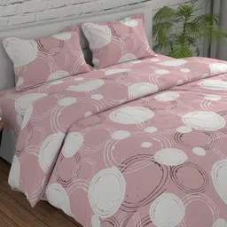Huesland Peach-Coloured Geometric Printed144 TC Cotton Single Bedsheet Set 2.23 m x 1.39 m-picture-21