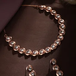 ASMITTA JEWELLERY Rose Gold-Plated American Diamond Studded Jewellery Set-picture-29
