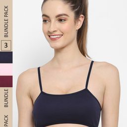 Floret Pack of 3 Cotton Non Padded Medium Support Beginners Bra-picture-18