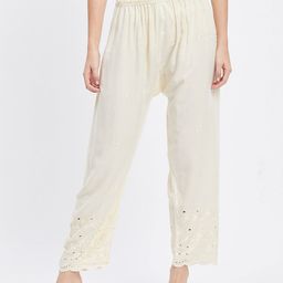 Clora Creation Women Cream Cut-Work Straight Palazzos-picture-14