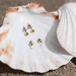 Accessorize London Set of 2 14K Gold-Plated Z & Plain Stud Earrings-picture-12