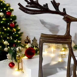 Hind Decor Brown Wooded Elegant Minimalistic Reindeer Showpiece-picture-31