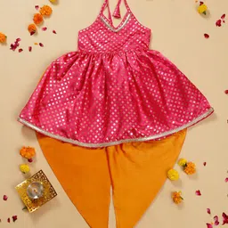 SAKA DESIGNS Infant Girls Ethnic Motifs Printed Halter Neck Kurta with Dhoti Pants-picture-43