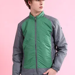 The Indian Garage Co Colourblocked Mock Collar Long Sleeves Padded Jacket-image-0