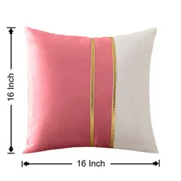 AEROHAVEN Pink & White 2 Pieces Colourblocked Velvet Square Cushion Covers image 3