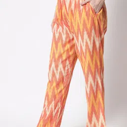 Vastraa Fusion Women Geometric Printed Cotton Trousers image 2