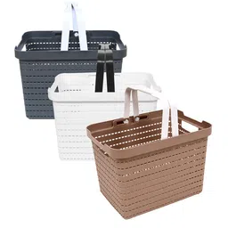 Kuber Industries White & Grey 3 Pieces Self-Design Basket Organisers image 2
