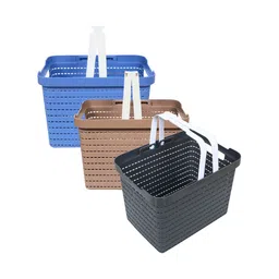 Kuber Industries Blue & Grey 3 Pieces Self-Design Basket Organisers image 3