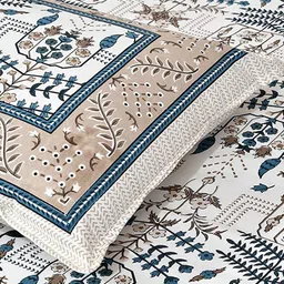 EasyGoods MonarchSingle Brown Ethnic Cotton 210 TC Single Bedsheet & 1 Pillow Cover image 2