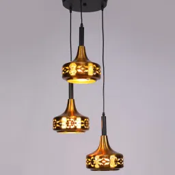 kapoor lampshades Gold Metal 3 Light Cluster Hanging Lights image 4