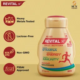 Revital H Multivitamin For Men With Natural Ginseng Zinc 10 Vitamins & 8 Minerals For Daily Energy Stamina & Immunity image 3