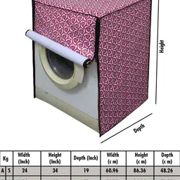 DREAM CARE Pink & White Printed Waterproof and Dustproof Front Load Washing Machine Cover image 2