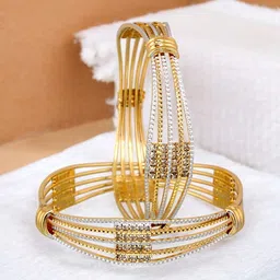 LUCKY JEWELLERY Set of 2 18k Gold-Plated Bangles image 2