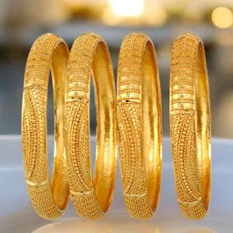 LUCKY JEWELLERY Set of 4 18K Gold-Plated Bangles image 3