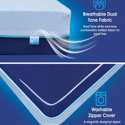 clouddio from pepperfry Vellora Dual Comfort Orthopedic 6 Inches HR Foam Queen Size Mattress With Removable Zipper Cover image 5