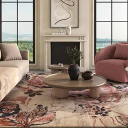 asterlane Rose Floral Polypropylene 5 ft X 7 ft Machine Made Carpet image 1