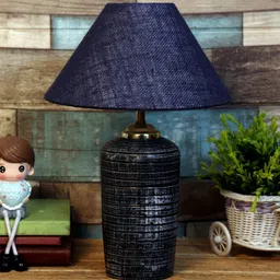Blue Shade Table Lamp With Terracotta Base By Foziq image 2
