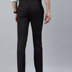 Arrow New York Men Black Tapered Fit Self Design Formal Trousers image 4