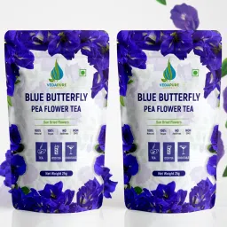 VEDAPURE Blue Butterfly Pea Flower Tea for skin glow, weight loss and Brain Health 25 Gm | Steep as Hot or Iced | Caffeine Free (50 Cups) (Pack of 2)-image-48