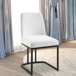 casacraft from pepperfry Dua Velvet Cantilever Chair In Off White & Black Colour image 1