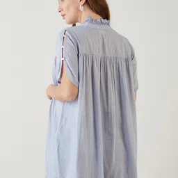 The Kaftan Company Self Design Slit Sleeves Ruffles Maternity Dobby Top image 5