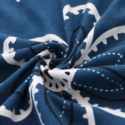 HOUSE OF QUIRK Navy Blue & White Printed Polyester 1 Seater Sofa Cover With Arms image 4