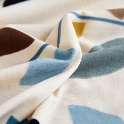 HOUSE OF QUIRK Single Seater White & Blue Printed Sofa Cover With Arms image 5