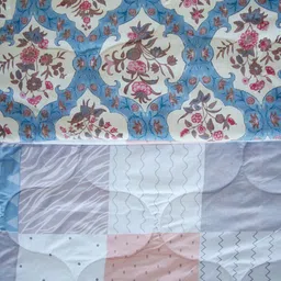 Ariana Blue & Brown Floral Microfiber AC Room 120 GSM Double Bed Reversible Comforter image 3