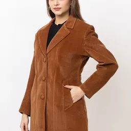 Lady Leaf Notched Lapel Single-Breasted Overcoat image 2