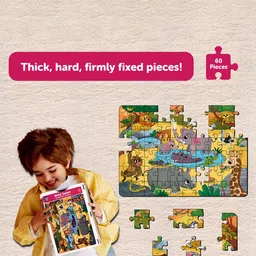 Mini Leaves Kids Safari Animals 60 Pieces Jigsaw Puzzle Development Toys image 4