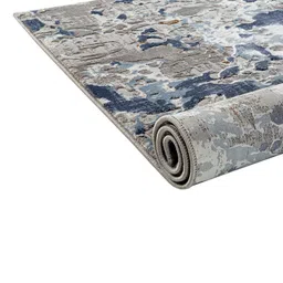 sapana carpet-mats Grey Abstract Polyester 4 ft X 6 ft Machine Made Carpet image 5