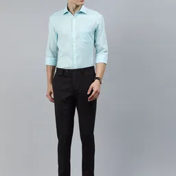 Arrow New York Men Black Tapered Fit Self Design Formal Trousers image 3