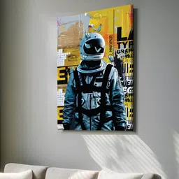 art street Stretched Canvas painting Space Astronaut Graffiti Butterfly Wall Art Home Decor image 3