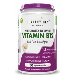 HealthyHey Nutrition Natural B12 Vitamin - Support Immune Health | Non-Synthetic, No-Chemical | 30 Veg. Capsules-image-91