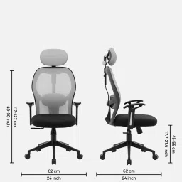 green soul Yoga Breathable Mesh High Back Ergonomic Office Chair in Grey Colour image 2
