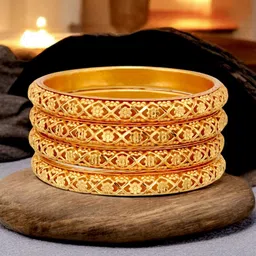 LUCKY JEWELLERY Set Of 4 18K Gold-PlatedBangles image 5