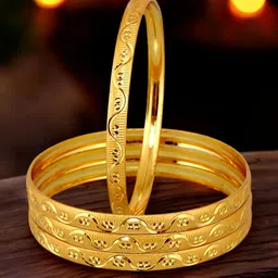 LUCKY JEWELLERY Set Of 4 Gold Plated Bangles image 3