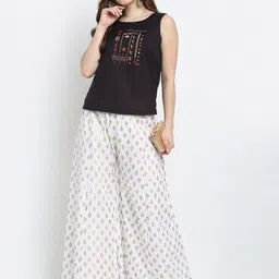 GRACIT Women Pack of 2 Ethnic Motifs Printed Flared Knitted Palazzos image 3