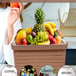 Kuber Industries Blue & Grey 3 Pieces Self-Design Basket Organisers image 5