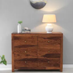 woodsworth from pepperfry Ritmo Sheesham Wood Chest Of Drawers In Honey Oak Finish image 1