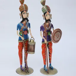decorum Chowkidar Set Of 2 Multicolour Iron Figurines image 4