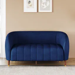 casacraft from pepperfry Brookfield Velvet Fabric 2 Seater Sofa in Royal Blue Colour-picture-19